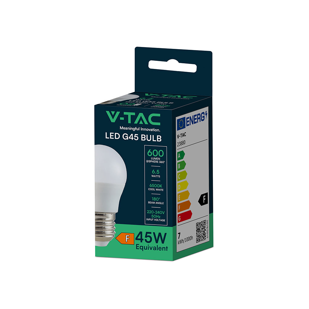 6.5W G45 Żarówka LED / Barwa:6500K / Trzonek:E27