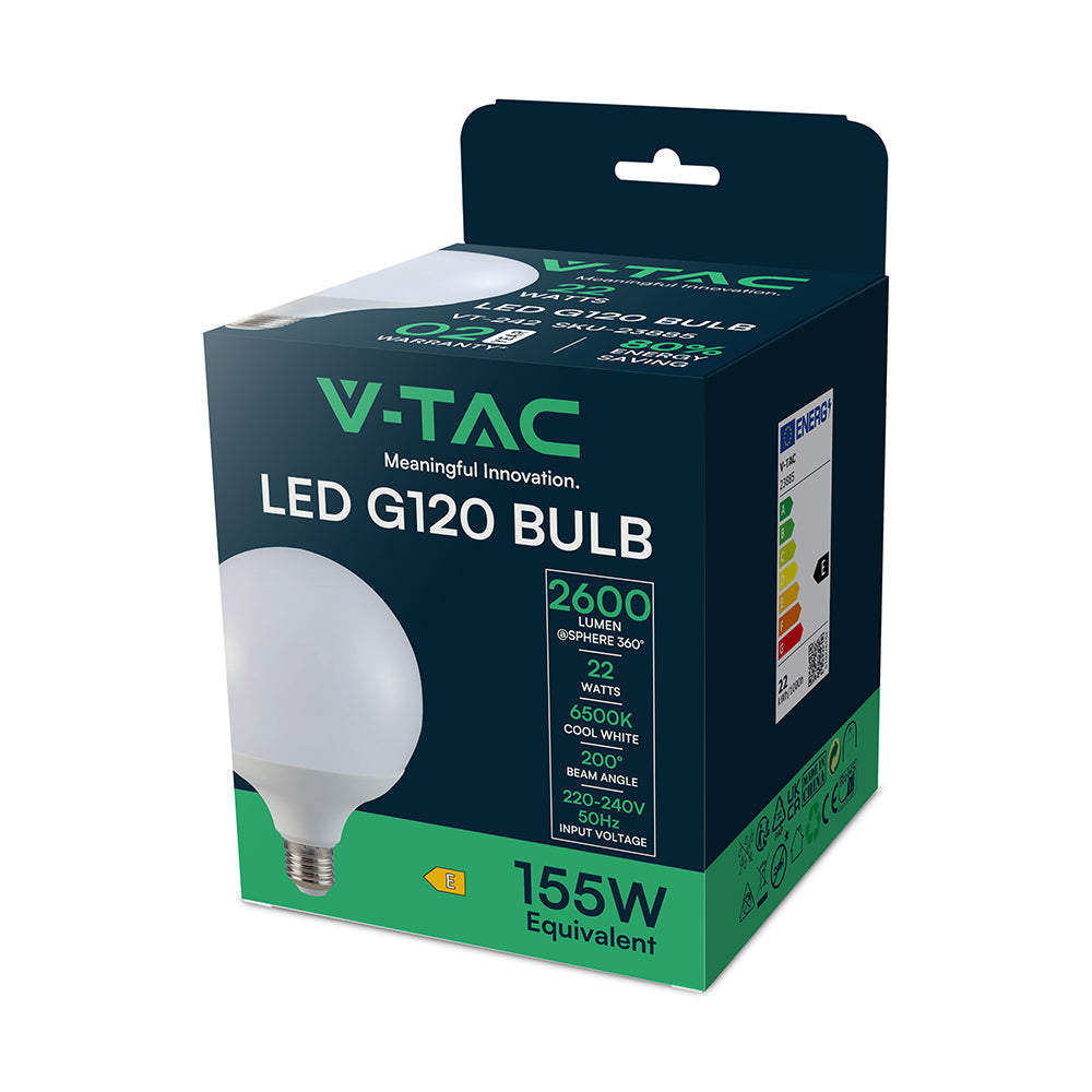 22W Żarówka LED G120 / Barwa:6500K / Skuteczność: 120lm/W / Trzonek:E27