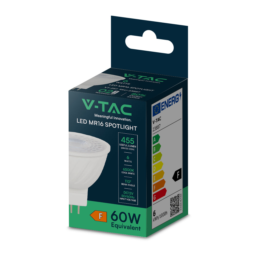 6W MR16 Żarówka LED / Barwa:6500K / Kąt 110' / Trzonek:G5,3