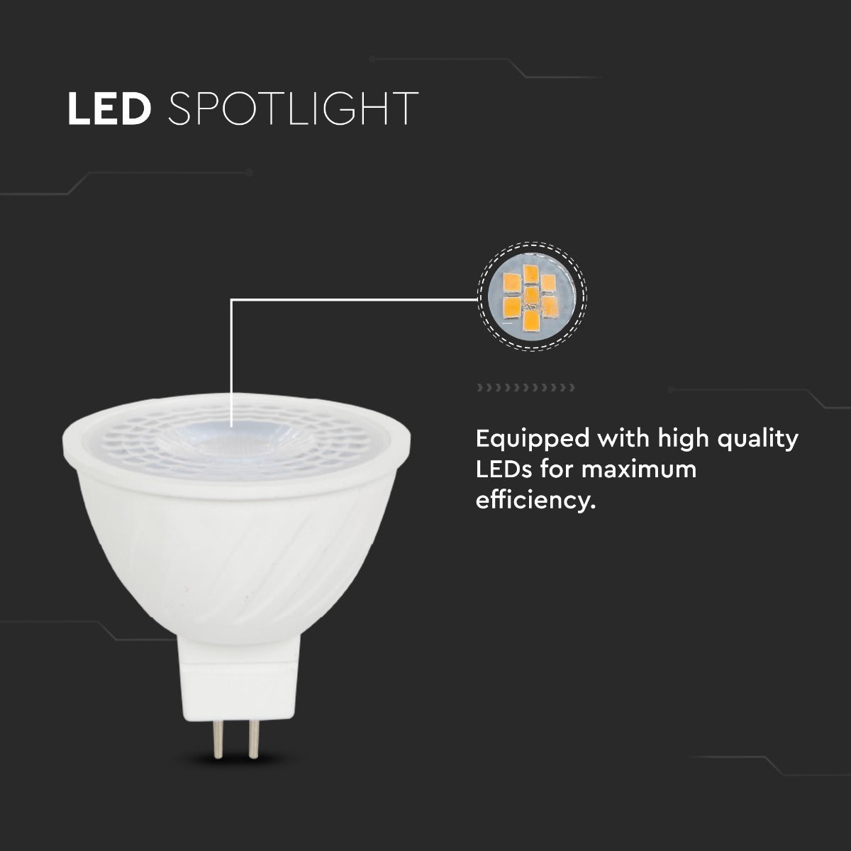 6W MR16 Żarówka LED / Barwa:6500K / Kąt 38' / Trzonek:G5,3