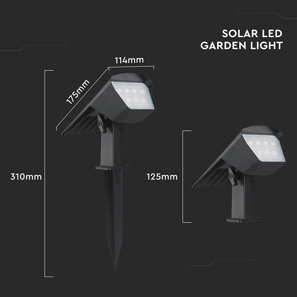 1.3W Oprawa ogrodowa solarna / Barwa:3w1 / IP65 / Obudowa: Czarny