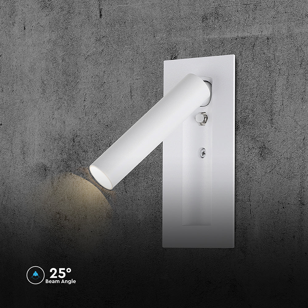 2W Hotelowa lampa ścienna / Chip CREE / Barwa: 3000K / Kolor: Biały