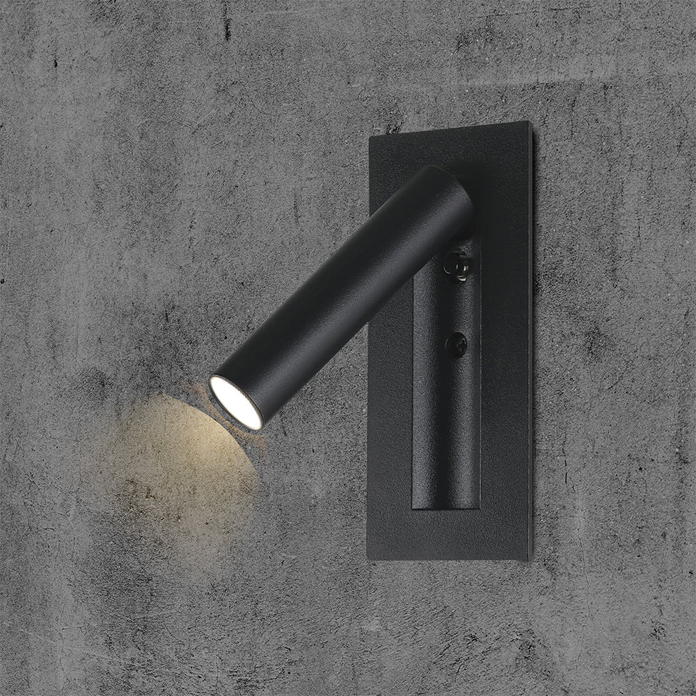 2W Hotelowa lampa ścienna / Chip CREE / Barwa: 3000K / Kolor: Czarny
