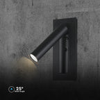 2W Hotelowa lampa ścienna / Chip CREE / Barwa: 3000K / Kolor: Czarny