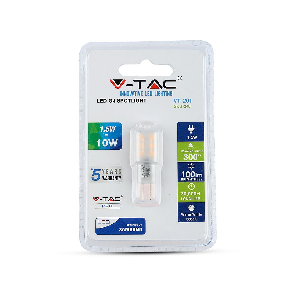 1.5W Żarówka LED / Chip SAMSUNG / Barwa:3000K / Trzonek:G4