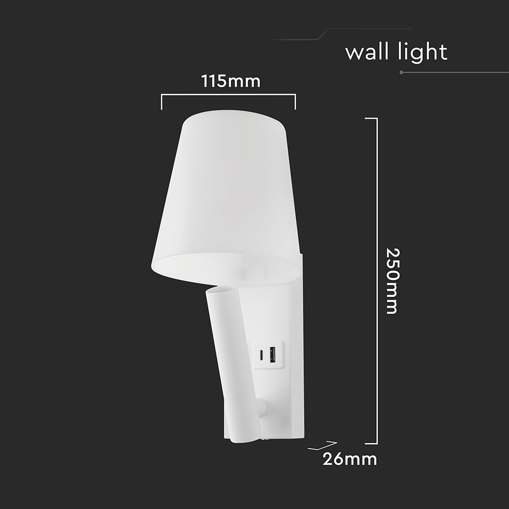 2W Hotelowa lampa ścienna / Chip CREE / Barwa: 3000K / Kolor: Biały