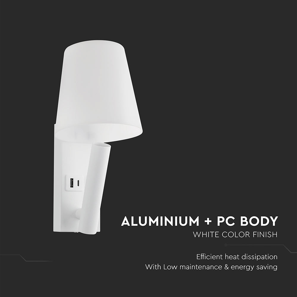 2W Hotelowa lampa ścienna / Chip CREE / Barwa: 3000K / Kolor: Biały