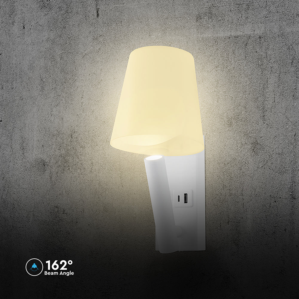 2W Hotelowa lampa ścienna / Chip CREE / Barwa: 3000K / Kolor: Biały