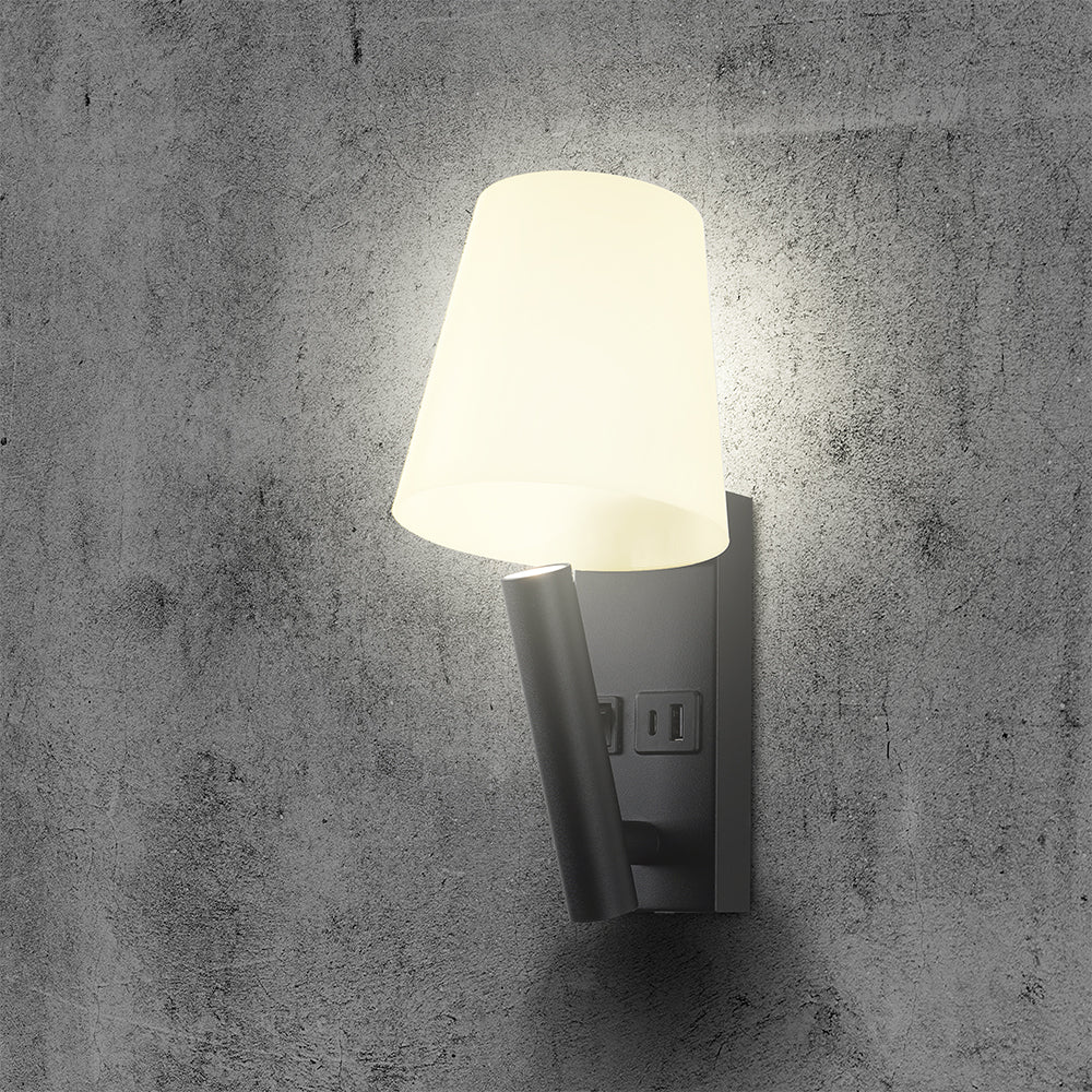 2W Hotelowa lampa ścienna USB / Chip CREE / Barwa: 3000K / Kolor: Czarny