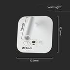 8W Hotelowa lampa ścienna USB / Chip CREE / Barwa: 3000K / Kolor: Biały