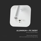 8W Hotelowa lampa ścienna USB / Chip CREE / Barwa: 3000K / Kolor: Biały