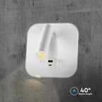8W Hotelowa lampa ścienna USB / Chip CREE / Barwa: 3000K / Kolor: Biały