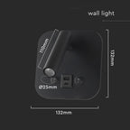 8W Hotelowa lampa ścienna USB / Chip CREE / Barwa: 3000K / Kolor: Czarny