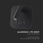 8W Hotelowa lampa ścienna USB / Chip CREE / Barwa: 3000K / Kolor: Czarny