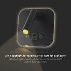 8W Hotelowa lampa ścienna USB / Chip CREE / Barwa: 3000K / Kolor: Czarny