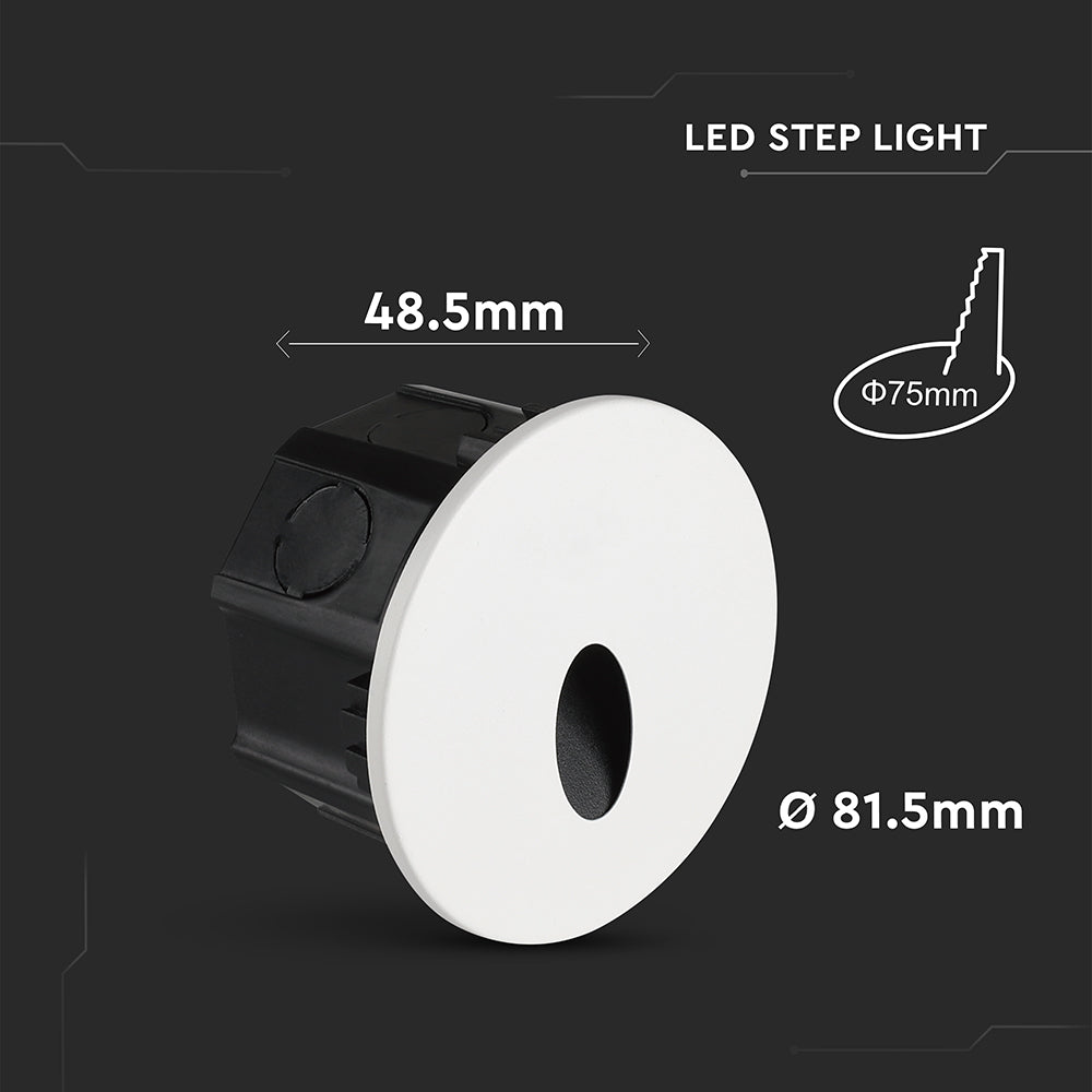 3W Oprawa Schodowa LED / Barwa:3w1 / Obudowa: Biała-Czarna / Okrągły
