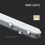 36W Lampa hermetyczna 120cm z czujnikiem ruchu / Klosz Mleczny / Klipsy: stal nierdzewny / Barwa:6500K
