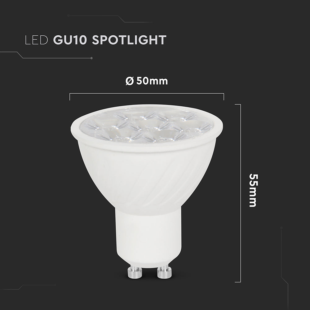 6W GU10 Żarówka LED / Barwa:3000K / Kąt 10'D / Trzonek:GU10