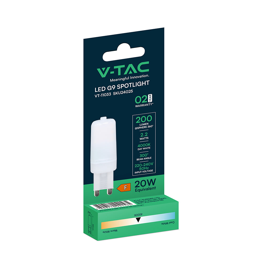 2.2W Żarówka LED / Barwa:4000K / Trzonek:G9