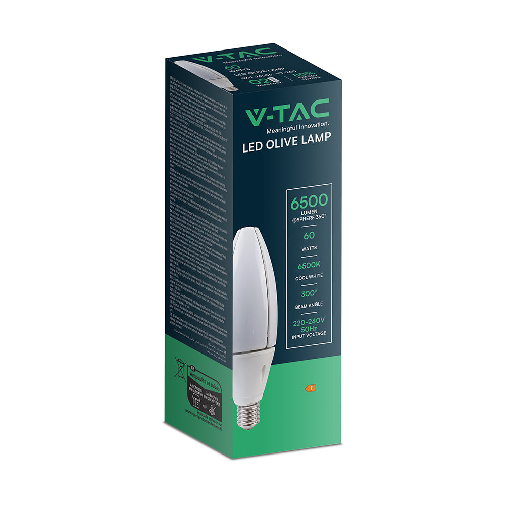 60W Uliczna Żarówka LED / Barwa:6500K / Trzonek:E40