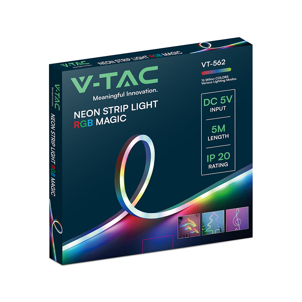 15W Zestaw NEON FLEX z sterownikiem i pilotem / Barwa: MAGIC RGB / Zasilanie: 5V USB / IP20 / Rolka:5m