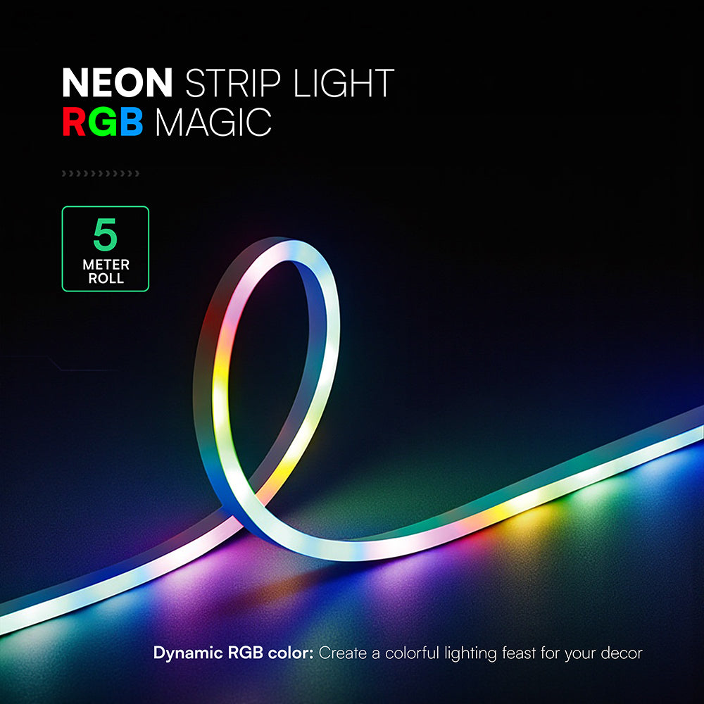 15W Zestaw NEON FLEX z sterownikiem i pilotem / Barwa: MAGIC RGB / Zasilanie: 5V USB / IP20 / Rolka:5m