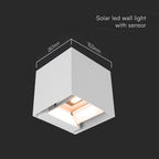 9W Solarna Lampa Ścienna z czujnikiem ruchu / Barwa: 3w1 / Obudowa: Biała / IP65