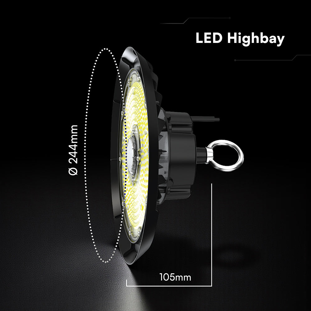 100W Oprawa Highbay / Chip CREE / Barwa:4000K / Obudowa: Czarna / 6 Lat gwarancji / Skuteczność 135lm/W / Kąt 90'