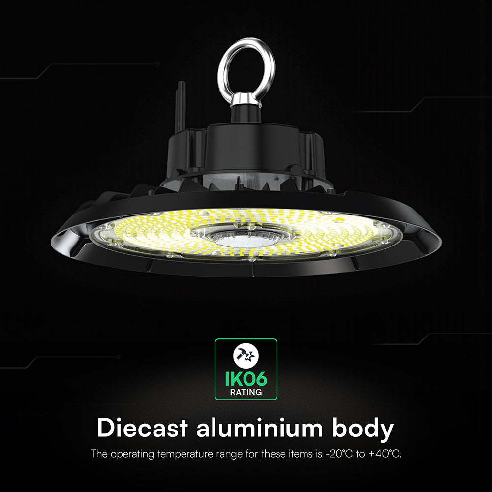 150W Oprawa Highbay / Chip CREE / Barwa:6500K / Obudowa: Czarna / 6 Lat gwarancji / Skuteczność 155lm/W / Kąt 90'