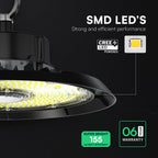 150W Oprawa Highbay / Chip CREE / Barwa:4000K / Obudowa: Czarna / 6 Lat gwarancji / Skuteczność 155lm/W / Kąt 90'