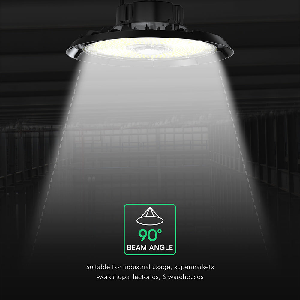200W Oprawa Highbay / Chip CREE / Barwa:6500K / Obudowa: Czarna / 6 Lat gwarancji / Skuteczność 135lm/W / Kąt 90'