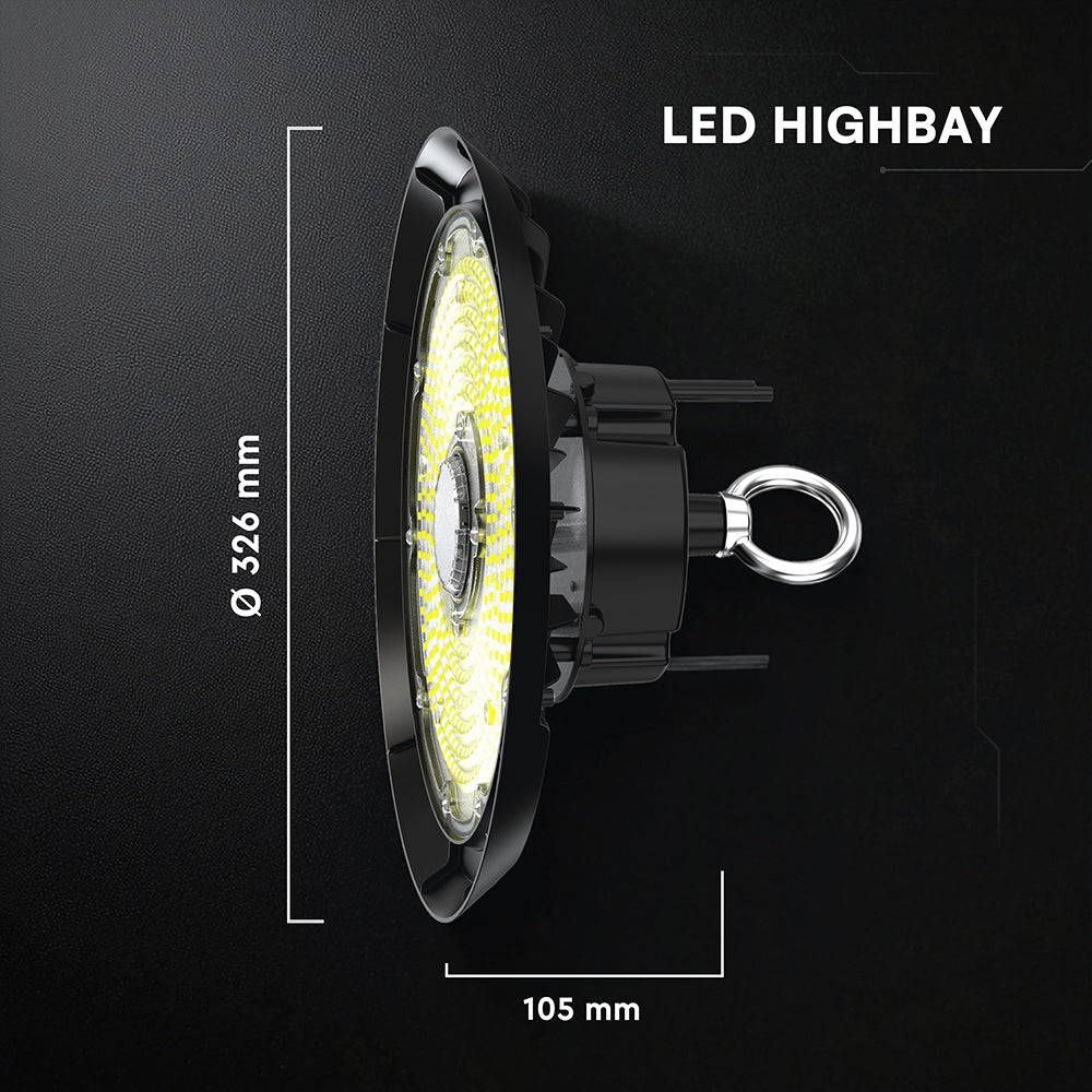 200W Oprawa Highbay / Chip CREE / Barwa:4000K / Obudowa: Czarna / 6 Lat gwarancji / Skuteczność 135lm/W / Kąt 90'
