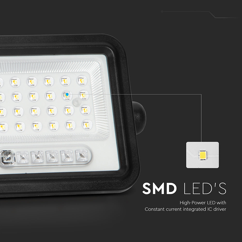 6W Solarny naświetlacz LED z czujnikiem zmierzchu ALTO / Panel z przewodem: 3m / Pilot / Barwa:3w1 / Obudowa: Czarna