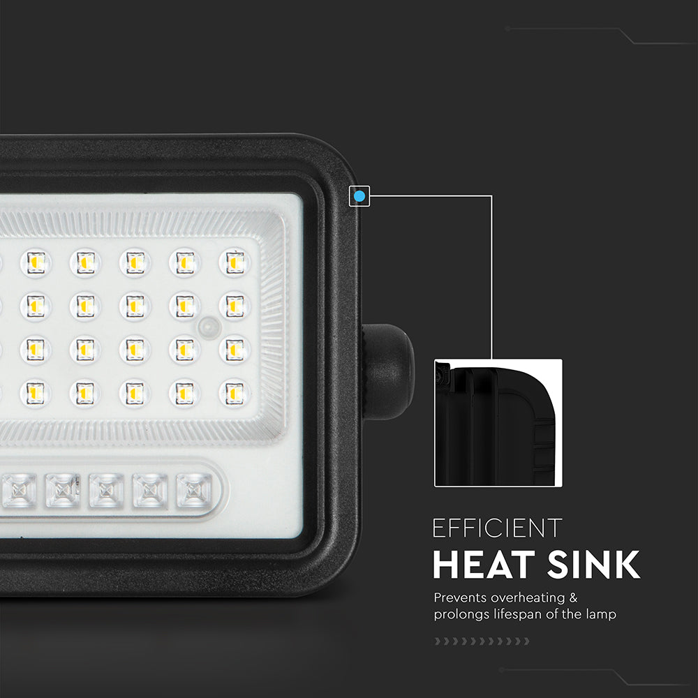 6W Solarny naświetlacz LED z czujnikiem zmierzchu ALTO / Panel z przewodem: 3m / Pilot / Barwa:3w1 / Obudowa: Czarna