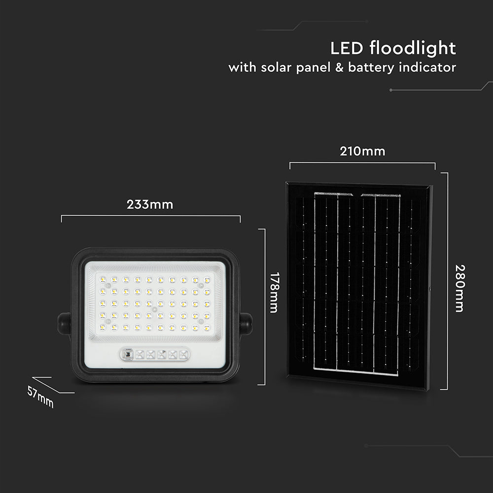 8W Solarny naświetlacz LED z czujnikiem zmierzchu ALTO / Panel z przewodem: 3m / Pilot / Barwa:3w1 / Obudowa: Czarna