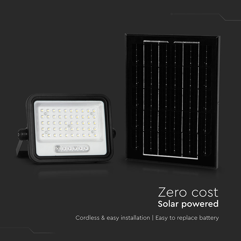 8W Solarny naświetlacz LED z czujnikiem zmierzchu ALTO / Panel z przewodem: 3m / Pilot / Barwa:3w1 / Obudowa: Czarna