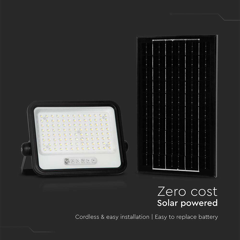 12W Solarny naświetlacz LED z czujnikiem zmierzchu ALTO / Panel z przewodem: 3m / Pilot / Barwa:3w1 / Obudowa: Czarna