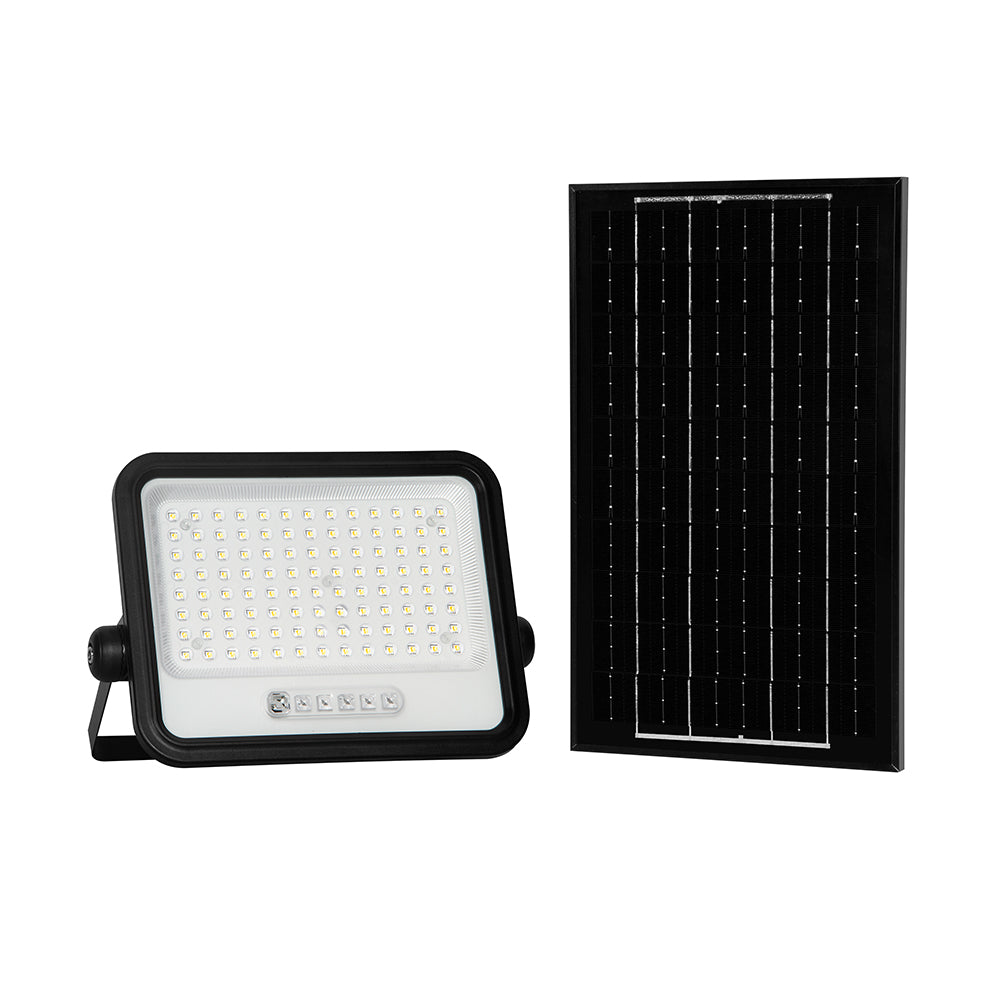 12W Solarny naświetlacz LED z czujnikiem zmierzchu ALTO / Panel z przewodem: 3m / Pilot / Barwa:3w1 / Obudowa: Czarna
