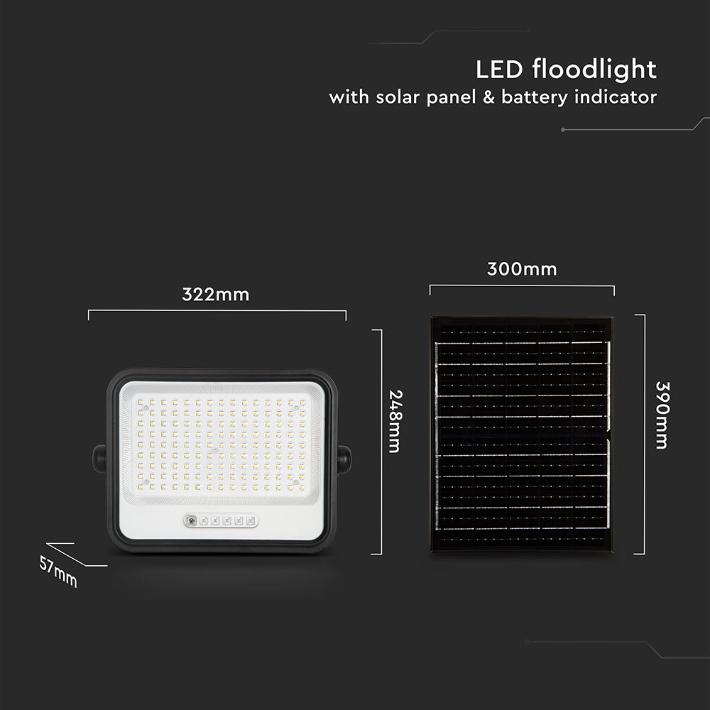 20W Solarny naświetlacz LED z czujnikiem zmierzchu ALTO / Panel z przewodem: 3m / Pilot / Barwa:3w1 / Obudowa: Czarna