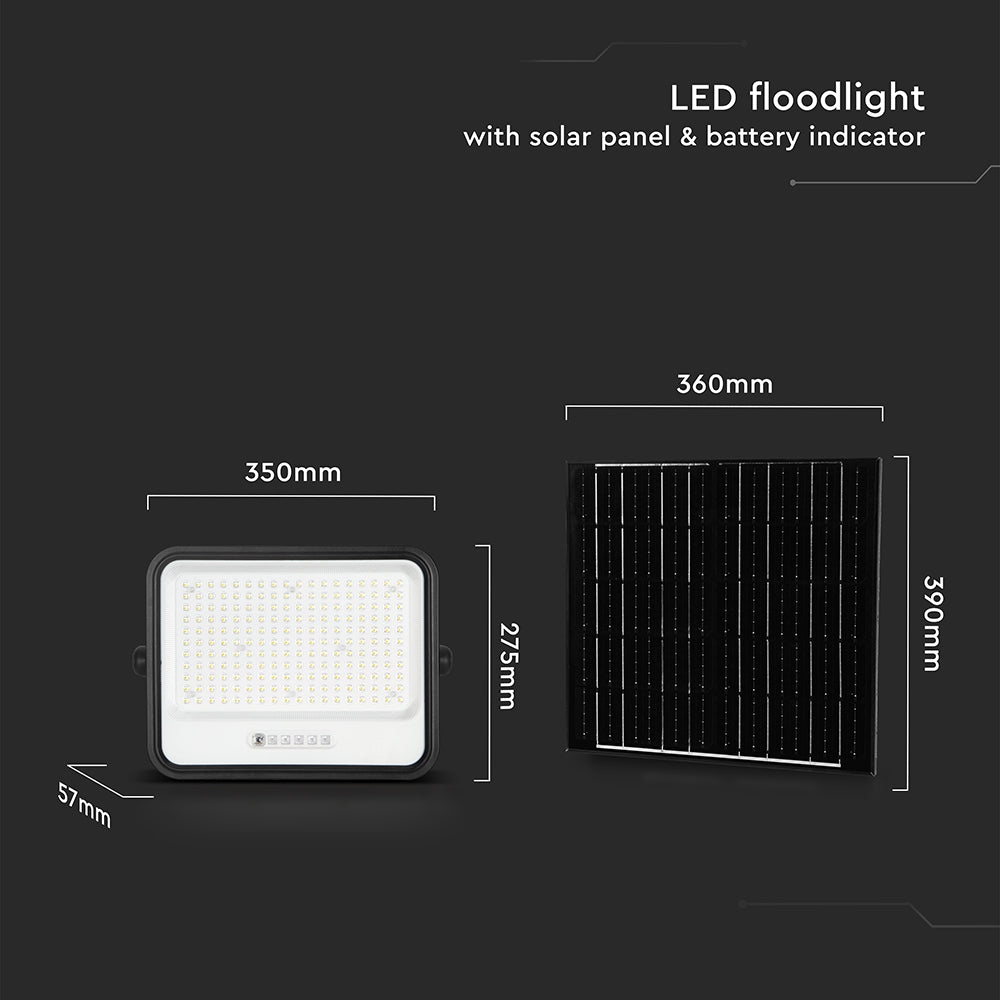25W Solarny naświetlacz LED z czujnikiem zmierzchu ALTO / Panel z przewodem: 3m / Pilot / Barwa:3w1 / Obudowa: Czarna