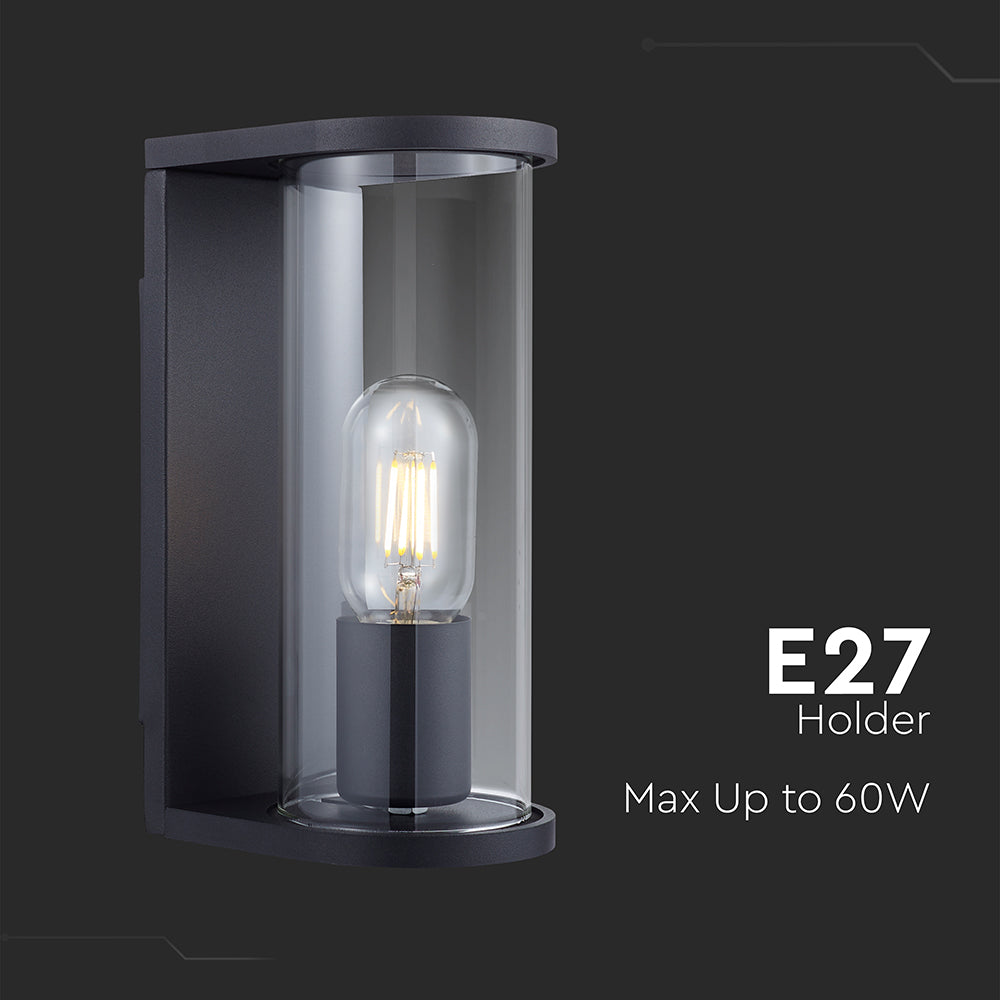 Kinkiet Ogrodowy / Trzonek: E27 / Obudowa: Czarna / Klosz: Matowy