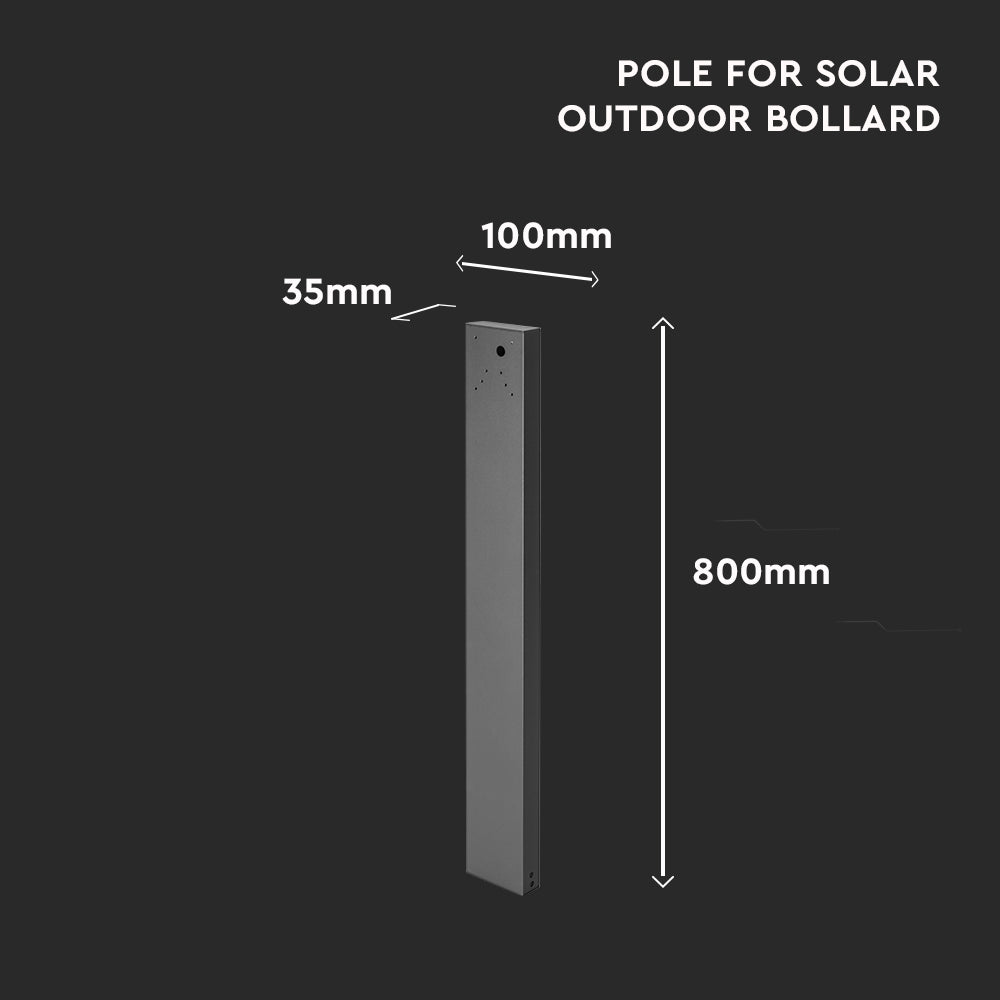 Słupek do ściennych kinkietów solarnych VT-409 / Wysokość: 80cm / Obudowa: Czarna