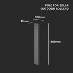 Słupek do ściennych kinkietów solarnych VT-409 / Wysokość: 80cm / Obudowa: Czarna