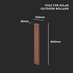 Słupek do ściennych kinkietów solarnych VT-409 / Wysokość: 80cm / Obudowa: Brązowy