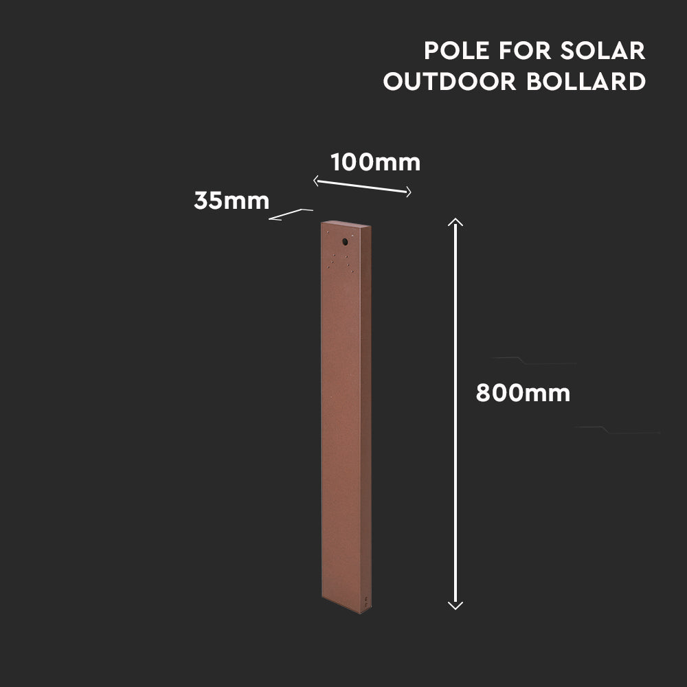 Słupek do ściennych kinkietów solarnych VT-409 / Wysokość: 80cm / Obudowa: Brązowy