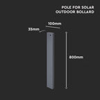 Słupek do ściennych kinkietów solarnych VT-409 / Wysokość: 80cm / Obudowa: Szary