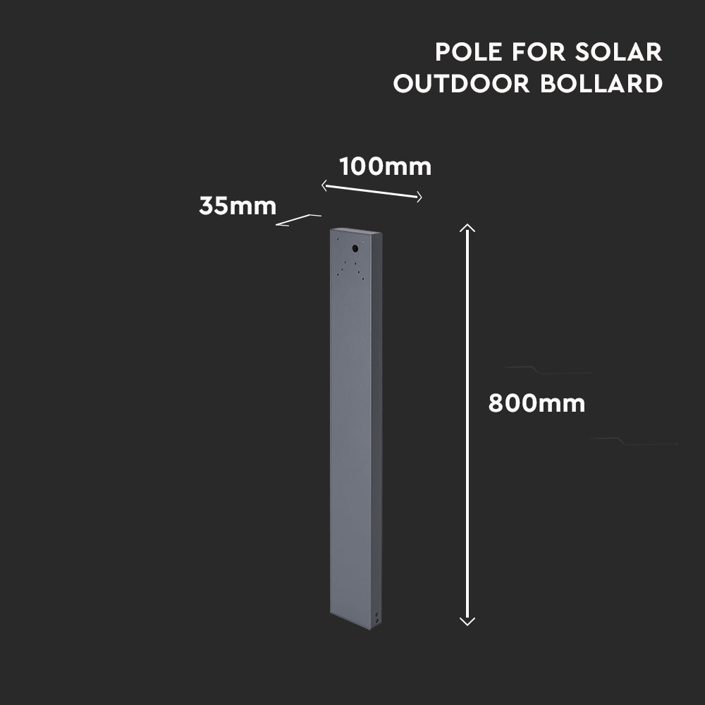 Słupek do ściennych kinkietów solarnych VT-409 / Wysokość: 80cm / Obudowa: Szary