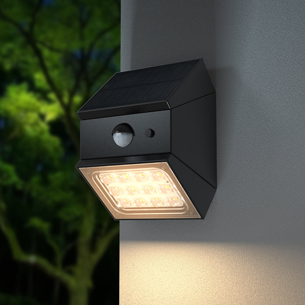 2.5W Solarna kinkiet ogrodowy z czujnikiem ruchu / Obudowa: Czarna / Barwa:3w1