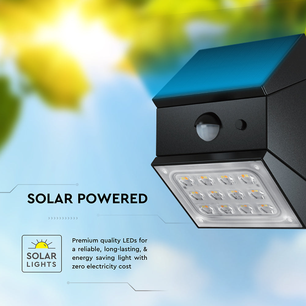 2.5W Solarna kinkiet ogrodowy z czujnikiem ruchu / Obudowa: Czarna / Barwa:3w1