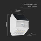2.5W Solarna kinkiet ogrodowy z czujnikiem ruchu / Obudowa: Biała / Barwa:3w1